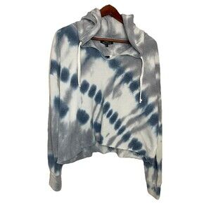 Ocean Drive Women's Small Blue Tie Dye Cropped Hoodie NWT